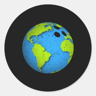 Sticker Rond Earth Bowling Ll. Jour des terres Faveurs. Da de l