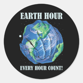 Sticker Rond Earth Hour Chaque Heure Ne Peut Sauver Notre Planè