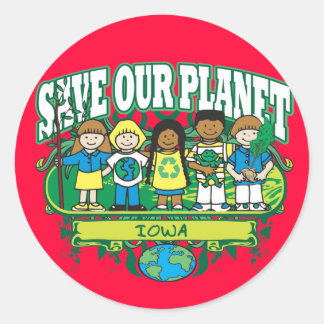 Sticker Rond Earth Kids Iowa