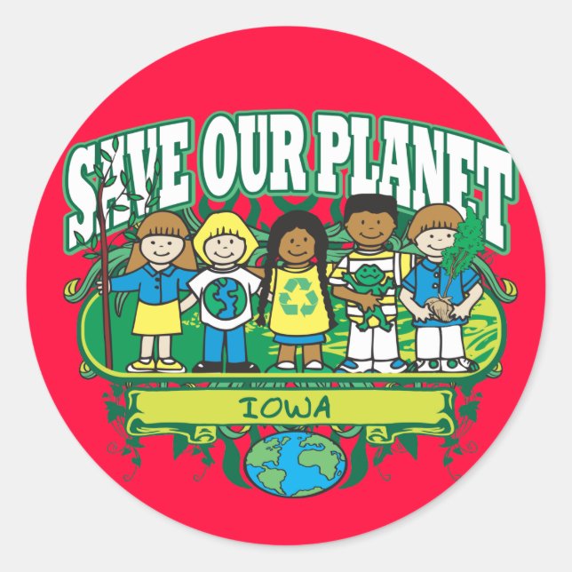 Sticker Rond Earth Kids Iowa (Devant)