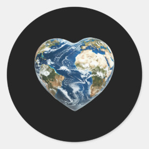 Sticker Rond Earth World Heart - Happy Jour des terres - Save t
