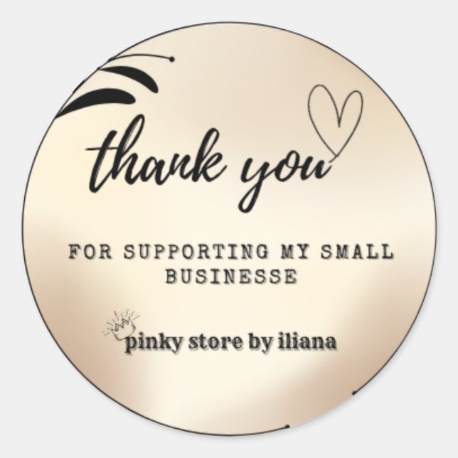 Sticker Rond Earthy Thank You For Supporting My Small Business  (Devant)