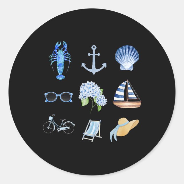 Sticker Rond East Coast Summer New England Aesthetic Collage  (Devant)