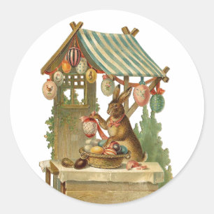 Sticker Rond Easter Bunny Roadside Oeuf stand