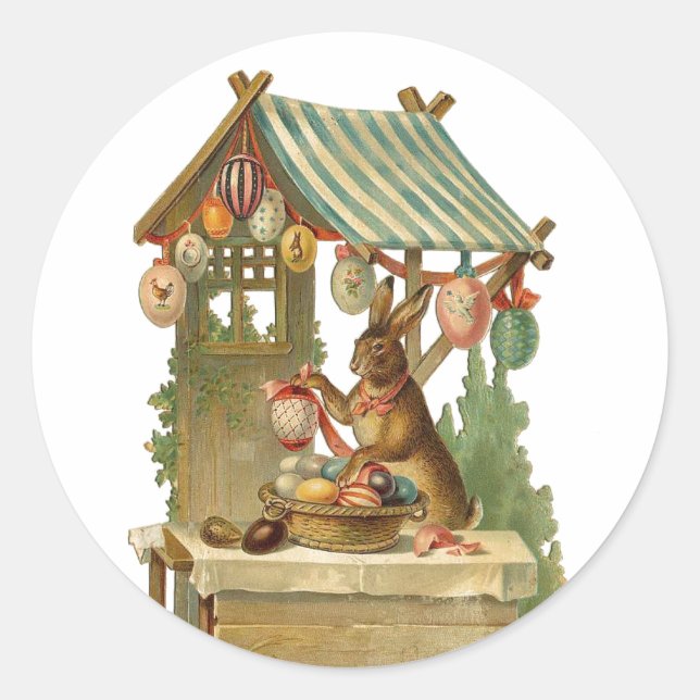 Sticker Rond Easter Bunny Roadside Oeuf stand (Devant)