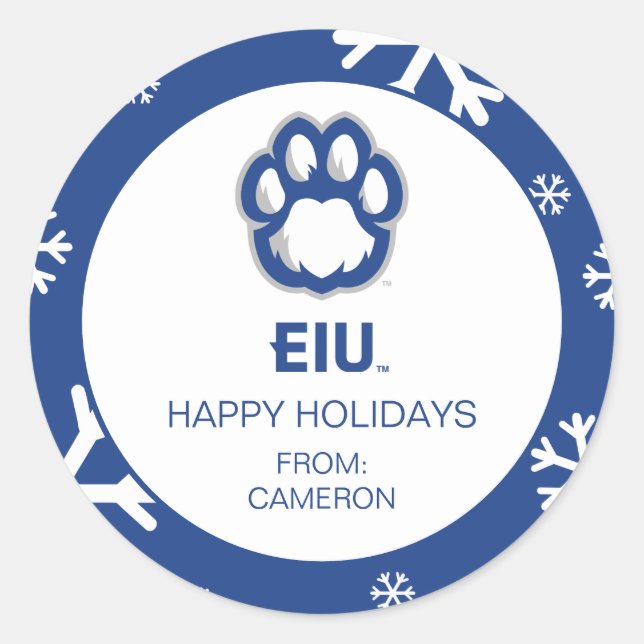 Sticker Rond Eastern Illinois Panthers Empreinte de patte & EIU (Devant)