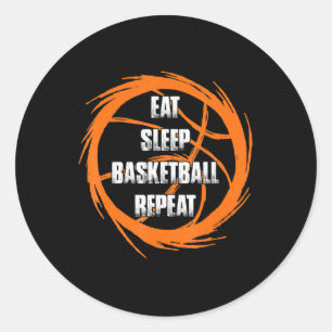 Sticker Rond Eat Sleep Basketball Répéter l'entraîneur du joueu