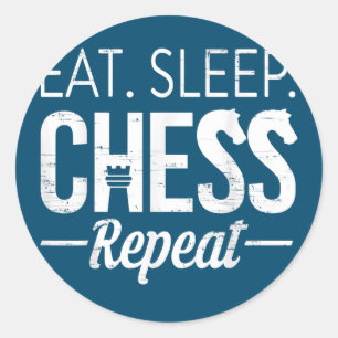 Sticker Rond Eat Sleep Chess Joueur Répéter Planche Jeu Garçon