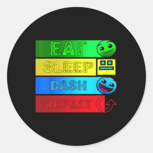 Sticker Rond Eat Sleep Dash Répéter Video Game Géométrie Vidéo