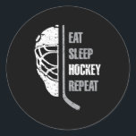 Sticker Rond Eat Sleep Hockey Repeat Christmas Pour les enfants<br><div class="desc">Eat Sleep Hockey Repeat Christmas</div>
