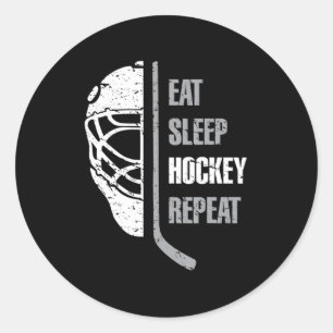 Sticker Rond Eat Sleep Hockey Repeat Christmas Pour les enfants