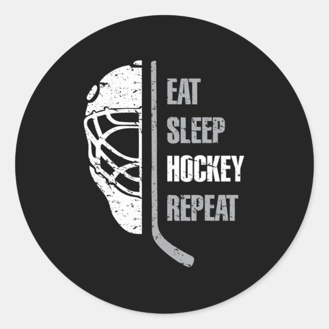 Sticker Rond Eat Sleep Hockey Repeat Christmas Pour les enfants (Devant)
