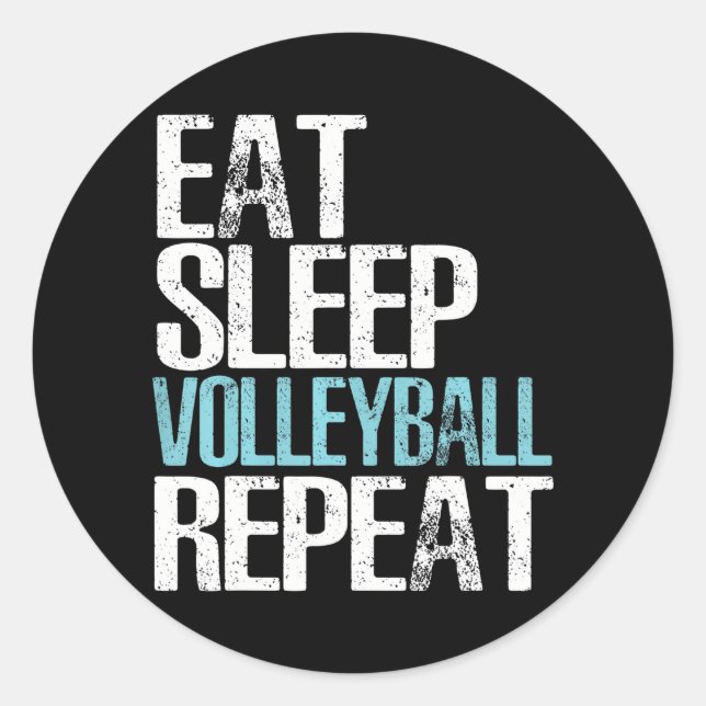 Sticker Rond Eat Sleep Volleyball Répéter Grand Sport Jeu (Devant)