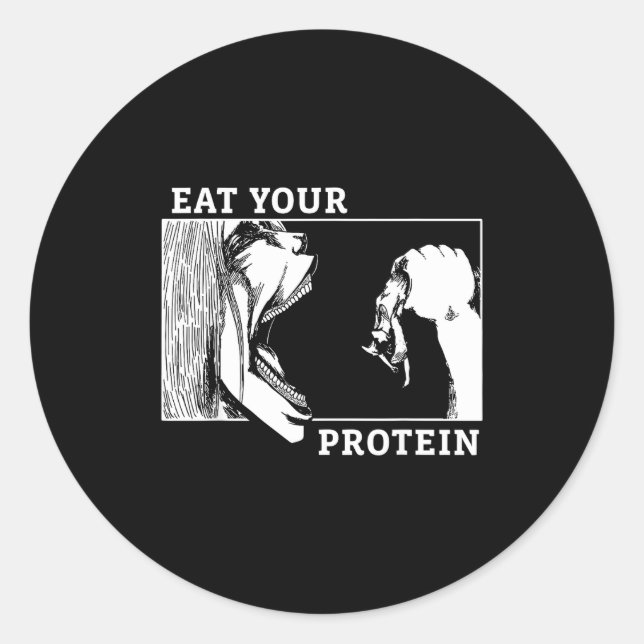 Sticker Rond Eat Your Protein Man Vs Gym Fitness  (Devant)