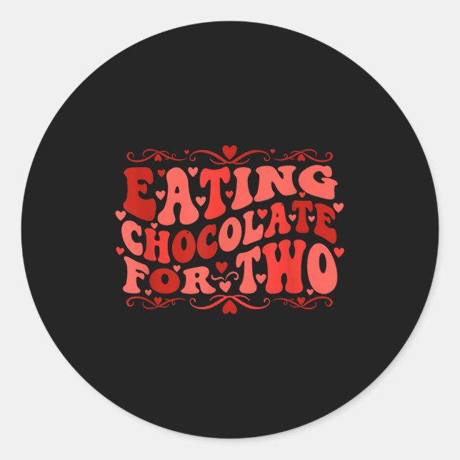 Sticker Rond Eating Chocolate For Two Mom To Be Pregnancy Sayin (Devant)