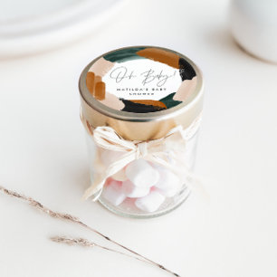 Sticker Rond Eau abstraite en terre cuite verte baby shower c