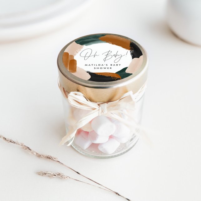 Sticker Rond Eau abstraite en terre cuite verte baby shower c (Créateur téléchargé)