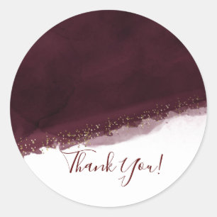 Sticker Rond Eau de Cerise Noire Aquarelle Or Élégance Moderne