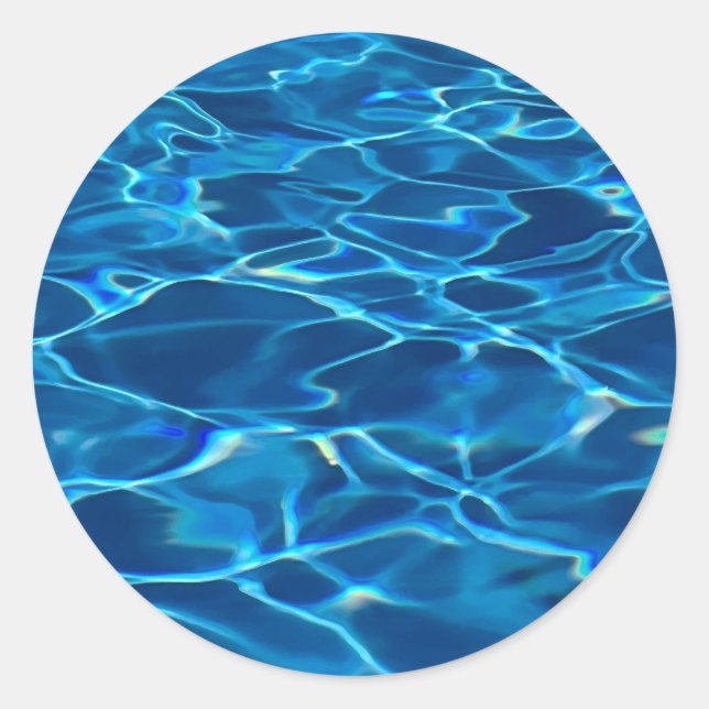Sticker Rond Eau de la piscine bleu foncé (Devant)