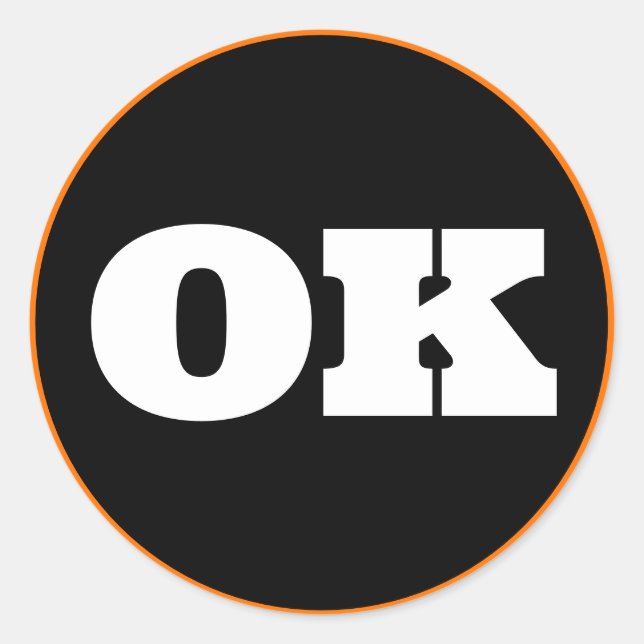 Sticker Rond Eau douce (OK) - Noir x Blanc x Orange (Devant)