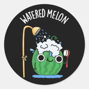 Sticker Rond Eau Melon Funny Watermelon Pun Dark BG