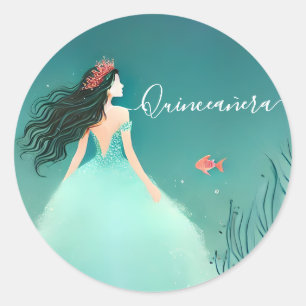 Sticker Rond Eau Océan Poisson Vie Sous La Mer Quinceanera