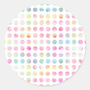 Sticker Rond Eau rose turquoise bleu pois motif