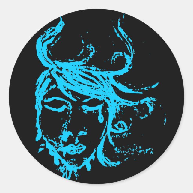 Sticker Rond eaux bleues (Devant)