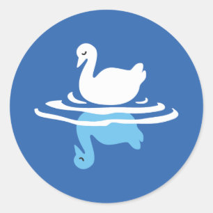 Sticker Rond Eaux sereines - Conception Motif de Swan Lake