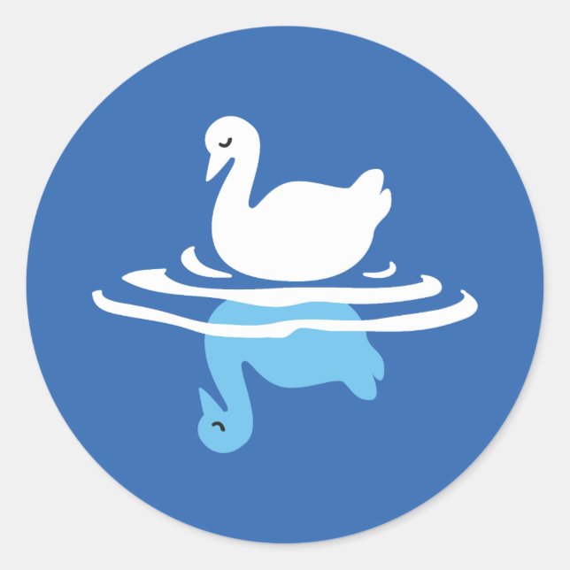 Sticker Rond Eaux sereines - Conception Motif de Swan Lake (Devant)