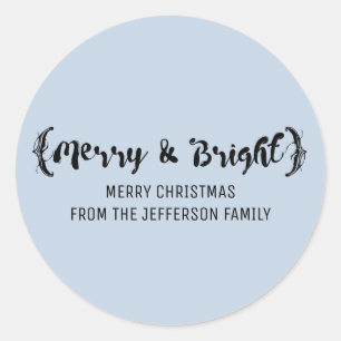 Sticker Rond Ebony Elegant Sketted Joyeux et Lumineux vacances