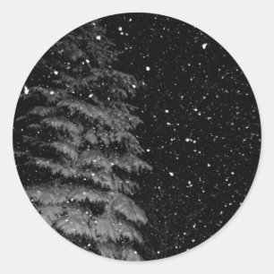 Sticker Rond écailles de neige de nuit