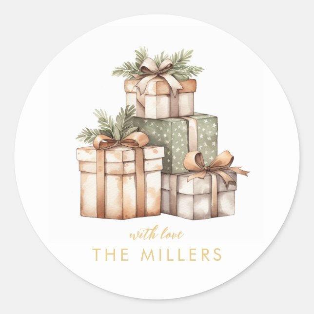 Sticker Rond Échange cadeau de Noël Eléphant blanc (Devant)