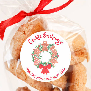 Sticker Rond Échange de biscuits de Noël