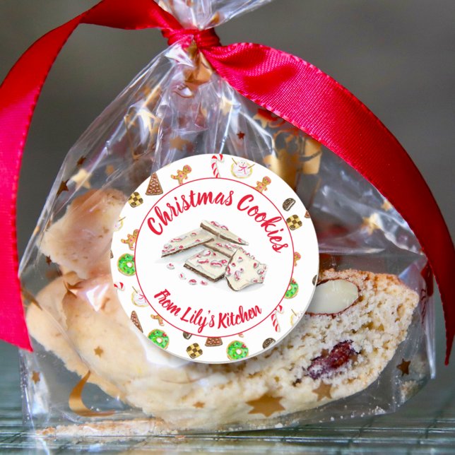 Sticker Rond Échange de biscuits de Noël à l'aquarelle  (Créateur téléchargé)