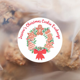 Sticker Rond Échange de biscuits de Noël au pain d'épices