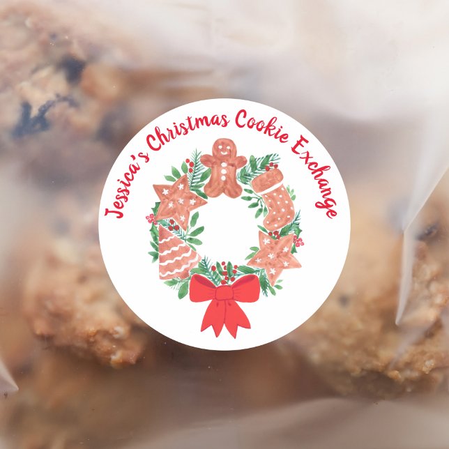 Sticker Rond Échange de biscuits de Noël au pain d'épices  (Créateur téléchargé)
