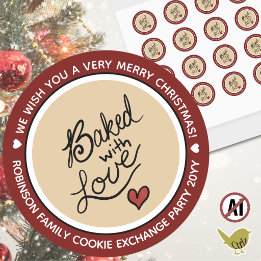 Sticker Rond Échange de biscuits de Noël Cuits avec amour Modif