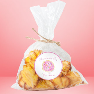 Sticker Rond Échange de biscuits en sucre givrés rose aquarelle