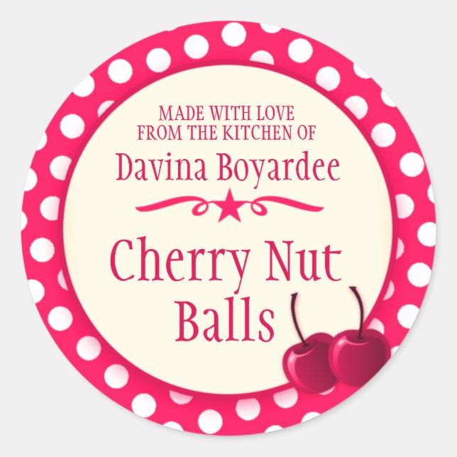 Sticker Rond Échange de biscuits rouges à cerise ronde autocoll (Devant)