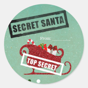 Sticker Rond Échange de cadeaux Secret Santa Fête de Noël