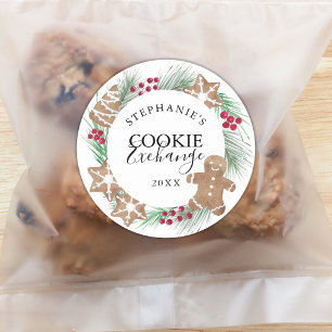 Sticker Rond Échange de cookies aquarelle