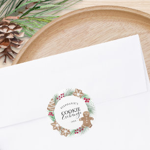 Sticker Rond Échange personnalisé de cookies d'aquarelle