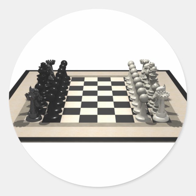 Sticker Rond Échecboard avec pièces d'échecs : (Devant)
