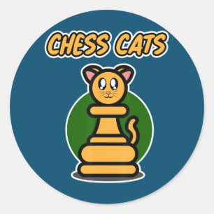 Sticker Rond échecs avec chats hommes et femmes - chats d'échec