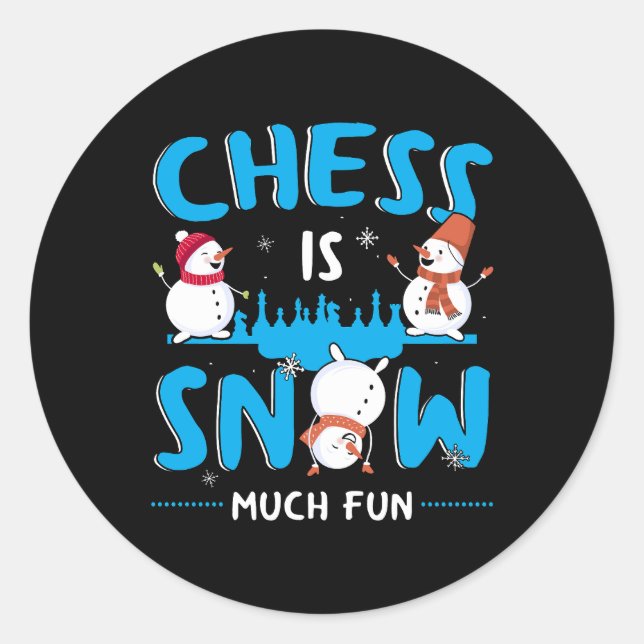 Sticker Rond Échecs beaucoup de neige - Vacances d'hiver Snowma (Devant)