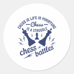 Sticker Rond Échecs - Échecs est la vie en miniature