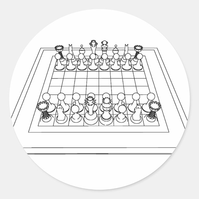 Sticker Rond Échecs et pièces d'échecs : (Devant)