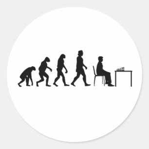Sticker Rond Échecs - Évolution du joueur d'échecs