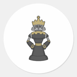 Sticker Rond Échecs King Crown Chess